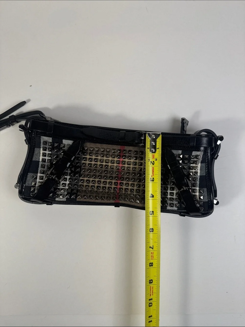 Burberry Prorsum Studded House Check Clutch with Wristlet Strap